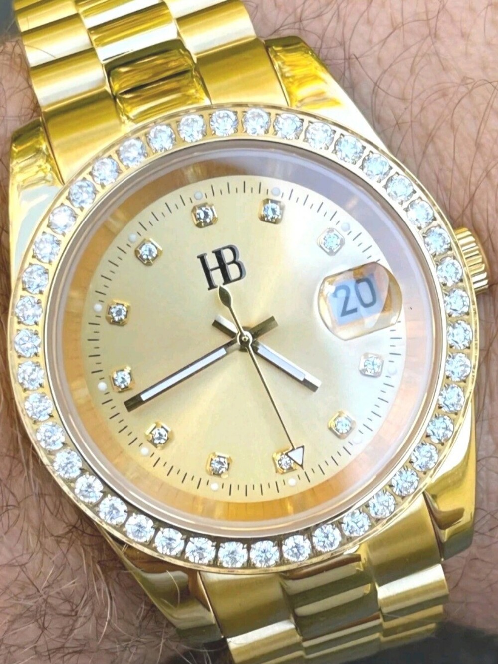 MOISSANITE Automatic Presidential Watch Gold Plated Iced Pass Diamond Test 41mm